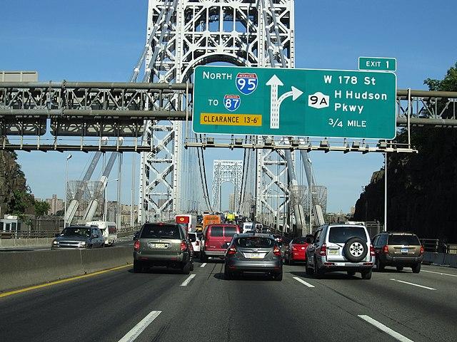 Crossing the hudson river on the george washington bridge from fort lee new jersey to manhattan new york 7237796950