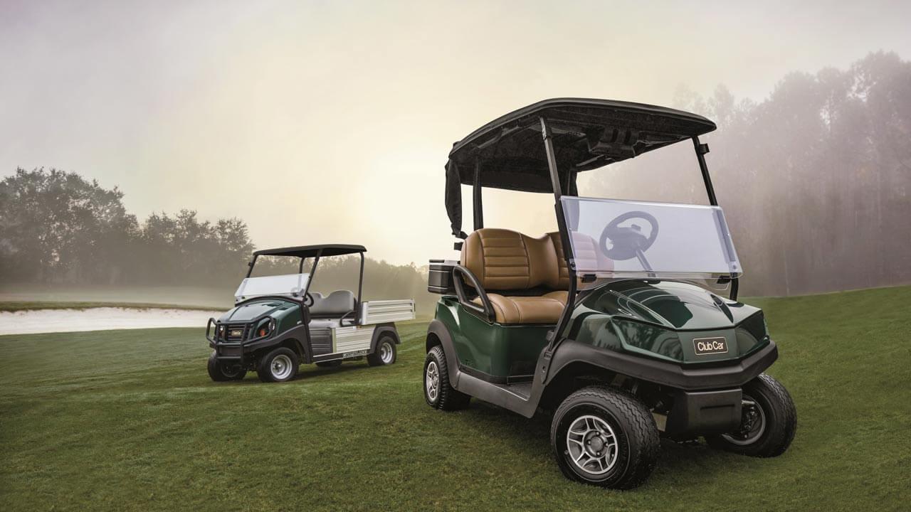 Tempo golf cart and carryall turf utility vehicle on golf course 1280x720 1